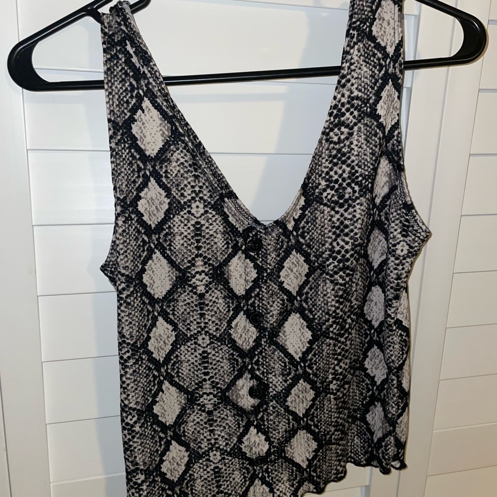 Caution To The Wind Black and White Snake Print Tank Top